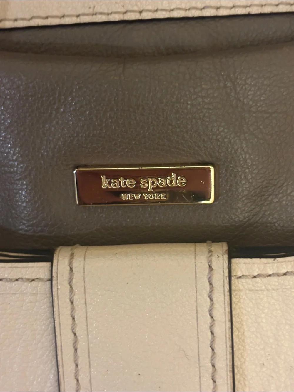 Kate Spade Alice Court Kaiya satchel in Cliff Gray and Off White